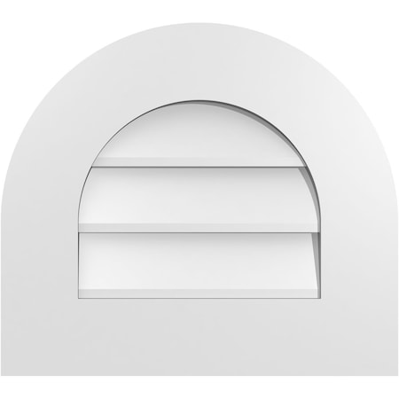 Ekena Millwork Round Top Surface Mount PVC Gable Vent: Non-Functional, w/ 3-1/2"W x 1"P Standard Frame, 18"W x 16"H GVPRT18X1601SN